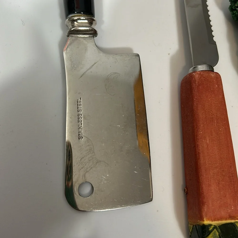 Set of 4 vintage cheese, meat, spread knife decorative cute for serving utensils
